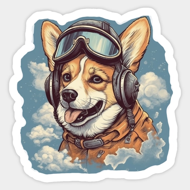 Aviator dog Sticker by GreenMary Design